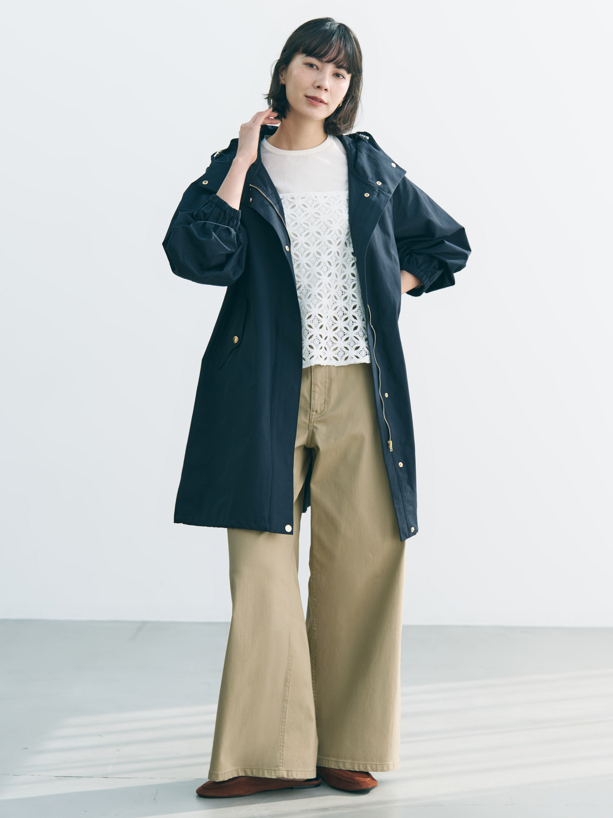 2026SS♡UNFILO アンフィーロ フーディコート ゆったり ネイビーM UNFILO】under￥20,000で手に入る！SPRING OUTER - ONWARD CROSSET