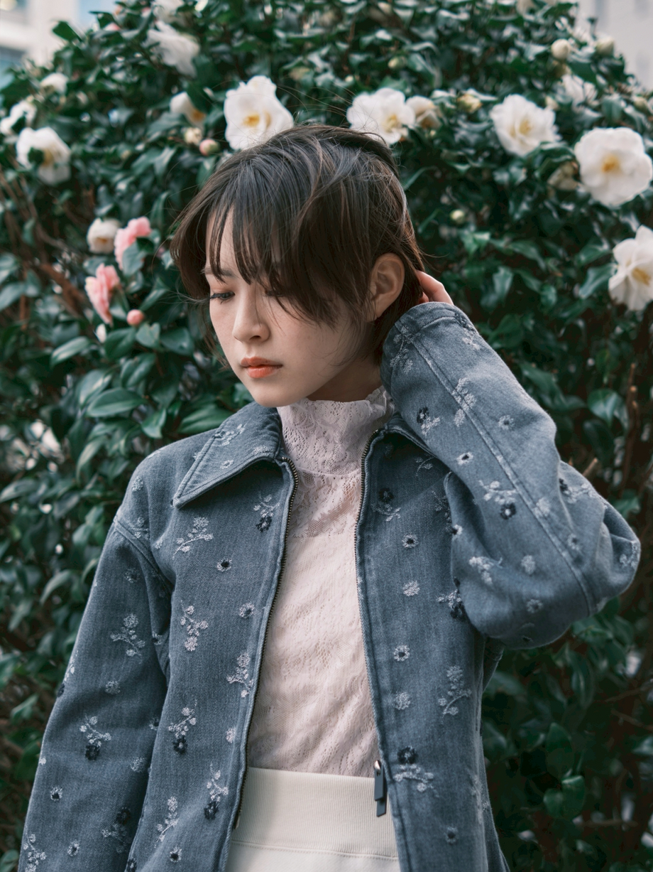 Floral Jacquard Denim Jacket
