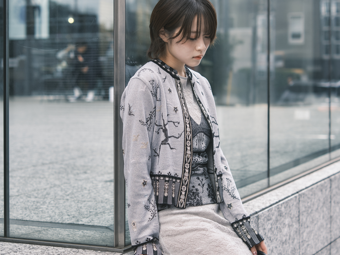 Floral Jacquard Sheer Knit Dress