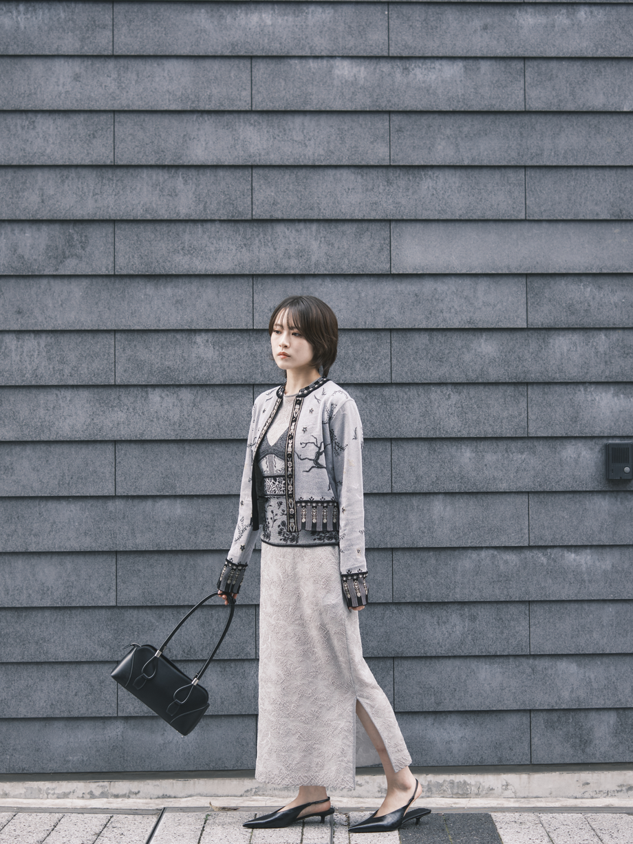 Layered Jacquard Knit Cardigan